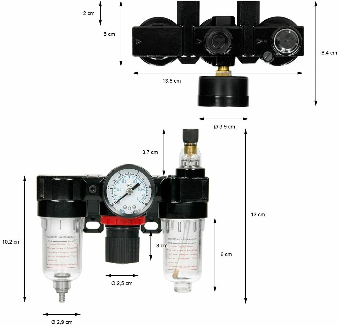 Druckluft Wartungseinheit Wasserabscheider Kompressor Druckregler Öler –  Paymali